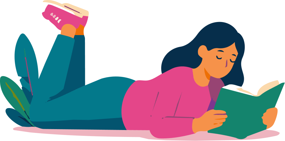 Ilustración de una mujer leyendo